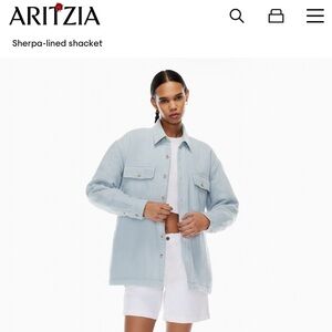TNA Light Blue Sherpa Shirt Jacket oversized